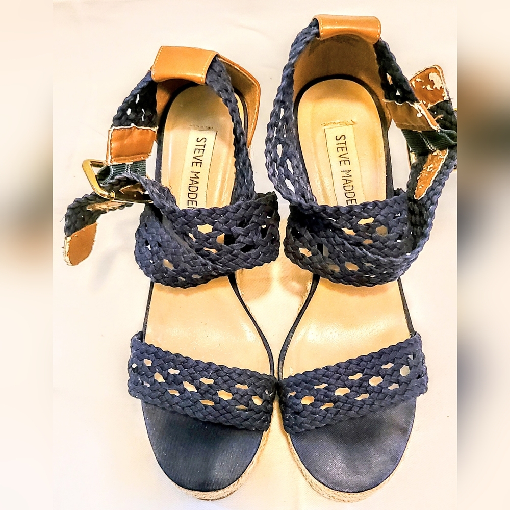 Steve Madden Blue Espadrille Wedge Sandals